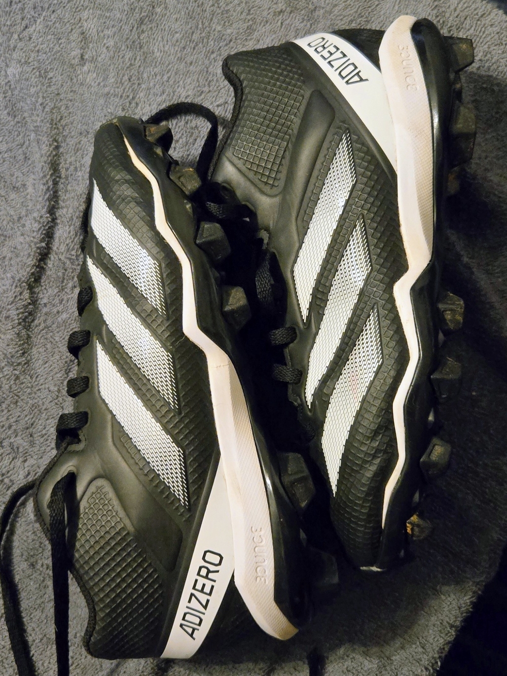 adidas Black and White Adizero Boys Football Cleats